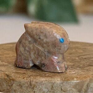 Zuni Style Rabbit Fetish Bead Drilled Stone Native American Mini Animal Bunny .6